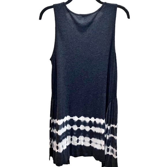 She + Sky Charcoal Gray Tie Dye Hem Fit & Flare Tunic or Dress Sleeveless Sz L - Picture 3 of 8